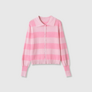 Women's Striped Lapel Collar Knit Cardigan Single Breasted Bubble Causal Autumn Outerwear