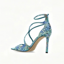 Women's Shiny Rhinestone Slim Heel Sandals – Glamorous Party & Wedding Shoes
