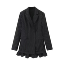 Women Black Gothic Striped Blazer Jacket Outerwear Suit Coat Clothes