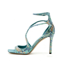 Women's Shiny Rhinestone Slim Heel Sandals – Glamorous Party & Wedding Shoes