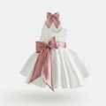 Baby Girls Birthday Dress with Bows Children Tribute Silk Satin Formal Black Pink Kids Sleeveless Dress