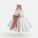 Baby Girls Birthday Dress with Bows Children Tribute Silk Satin Formal Black Pink Kids Sleeveless Dress