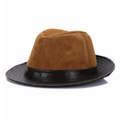 Men Genuine Leather Hat Male Genuine Leather Fedoras Cap Wide Brim Panama Leather