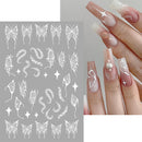 White Flowers Nail Stickers Summer Small Daisy Floral Leaves 3D French Line Nail Art Decorations Self-Adhesive Slider Manicure