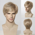 ELEMENT Short Synthetic Light Blonde Loose Straight Hair Wig with Bangs Cosplay Party Daily Use Wigs for Man Natural Fiber