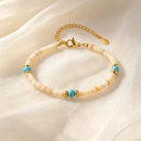 Natural Stone Beads Chain Necklace Bracelet for Women Stainless Steel Handmade Collar Necklace Stylish Jewelry Set