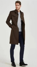 Men trench coat slim-fit windbreaker long youth autumn style British