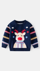 Kids Sweater Long Sleeved Cartoon Print Casual Loose Pullover Knitwear Baby Girl Boy Sweater Christmas Children Clothes