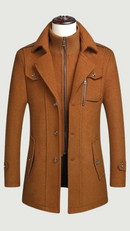 Winter Men's Wool Coats Jacket Middle Long Scarf Collar Cotton-padded Thick Warm Woolen Coat Male Trench Coat Overcoat