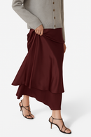 Elegant Satin Skirts For Women Mesh Double-layer Splicing Lady Solid Bodycon Skirt