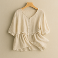 Women Shirts Linen Female Blouses Summer Elegant Lady Shirts
