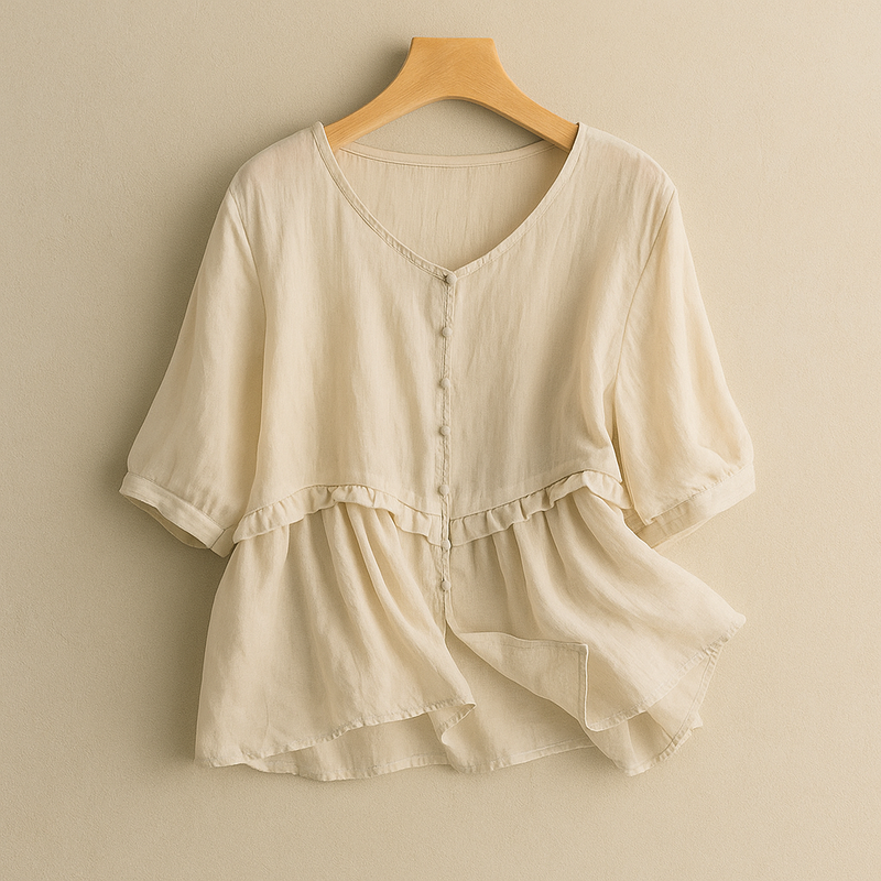 Women Shirts Linen Female Blouses Summer Elegant Lady Shirts