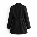 Metal Double-Breasted Belted Woolen Coat