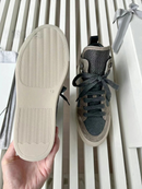 Women's High-Top Shoes Genuine Leather Contrast Bead Chains Lace-Up Casual Sneakers