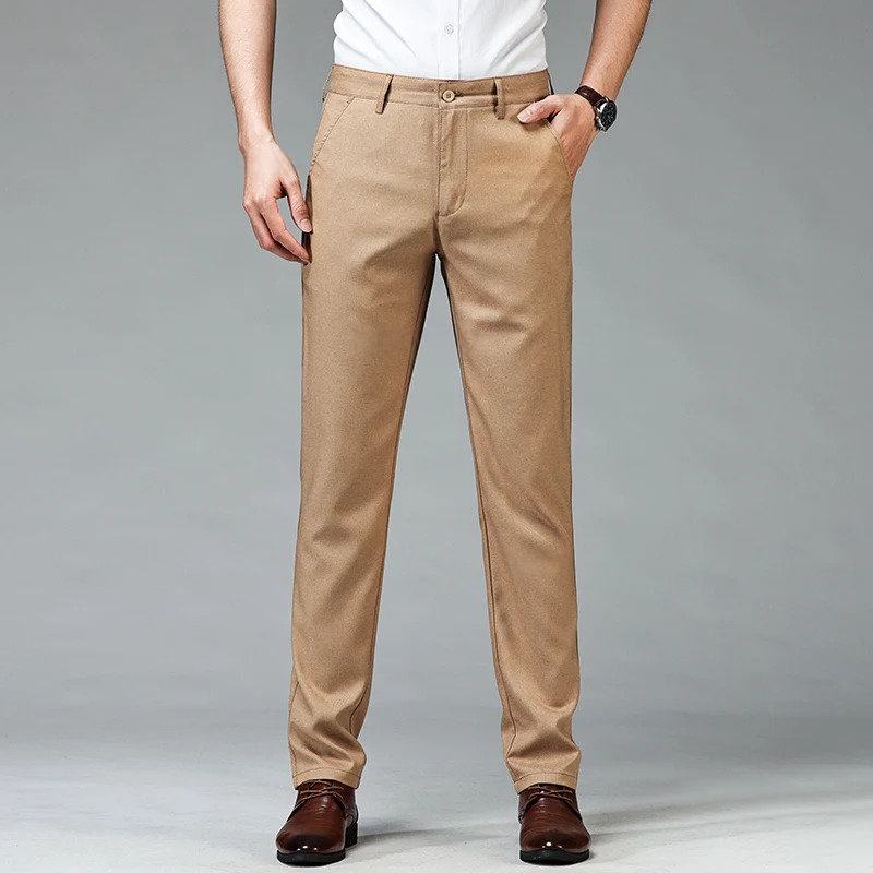 Summer Thin Men's Casual Pants Imitation Linen Fabric Breathable Business Straight Trousers