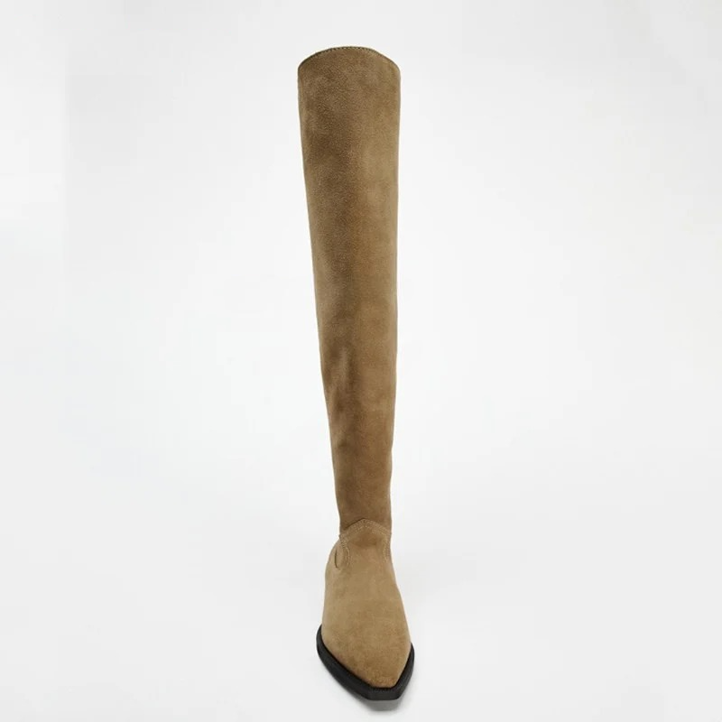 Retro Autumn Boots Pointed Toe Thick Heel Boots Slim Catwalk Luxury Winter Boots