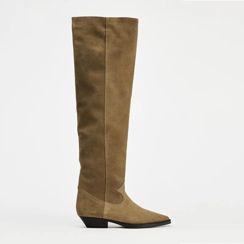 Retro Autumn Boots Pointed Toe Thick Heel Boots Slim Catwalk Luxury Winter Boots