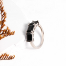 Classic design Mystery Noble Natural black spinel Silver ring Light luxury elegant women's gift