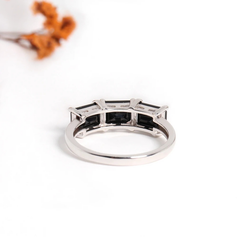 Classic design Mystery Noble Natural black spinel Silver ring Light luxury elegant women's gift