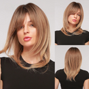 Dark Brown Wig Long Wave Wigs for Women Hair Wig With Bangs Heat Resistant Party Daily Natural Use