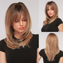 Dark Brown Wig Long Wave Wigs for Women Hair Wig With Bangs Heat Resistant Party Daily Natural Use