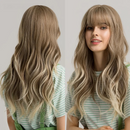 Long Fluffy Wave Blonde Wigs with Bangs Cosplay Natural Ombre Wigs for Women