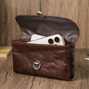 Genuine Leather Waist Phone Bag for Men Full Grain Leather Waist Pack 6.9" Phone Pouch for iPhone 16 Pro Max