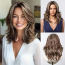 Wigs Medium Length Wavy Hair For Women Daily Use Natural Middle Part Wigs