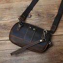 Retro Leather Men Mobile Phone Bag Leather Waist Bag Top Layer Clutch Cross-body Shoulder Bag