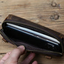 Retro Leather Men Mobile Phone Bag Leather Waist Bag Top Layer Clutch Cross-body Shoulder Bag