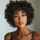 Short Kinky Curly Bob Human Hair Wig With Bangs For Women Hair