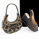 Queena Elegant Rhinestone Wedding Shoe and Bag Set Italian Inspired High Heels and Matching Handbag