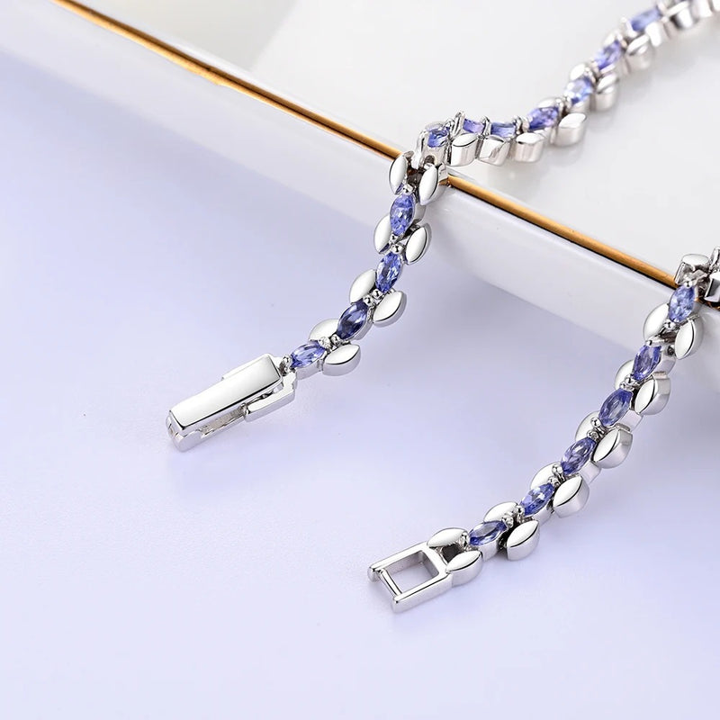 Precious and elegant natural blue Bracelet 925 sterling silver luxury women and girls jewelry