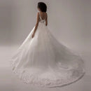 Wedding Dresses For Women Sleeveless Sheer Back Vintage Bride Ivory Bridal Gown