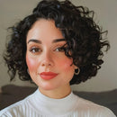 Highlight Black Short Kinky Curly Bob 13x1 C Part Lace Front Human Hair Wigs For Women