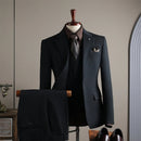 Classic Elegant Plaid Men Suits Business Party Tuxedo Notched Lapel Suit Blazer Pants For Formal Occasions