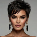 Short Pixie Cut Bob Human Hair Wigs For Women Hair Natural black Full Machine Made Daily Straight Wig