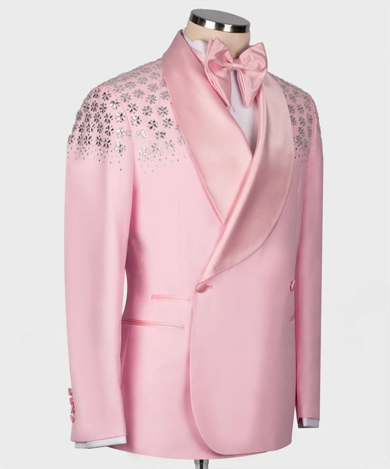 Tuxedos Slim Fit Shawl Lapel Male Prom Blazers 2 Pieces Sets