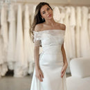 Simple Mermaid Wedding Dresses White Off The Shoulder Flower Satin Bridal Dress Wedding Prom Gowns