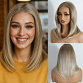 Straight Bob Wigs Synthetic Lace Front Wigs For Women Blonde Frontal Layered Lace Wig