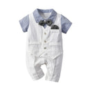 Newborn Boys Clothes Baptism 0 to 3 Months White Romper Jumpsuit Organic Short Sleeve Gentleman Clothing Summer Outfits
