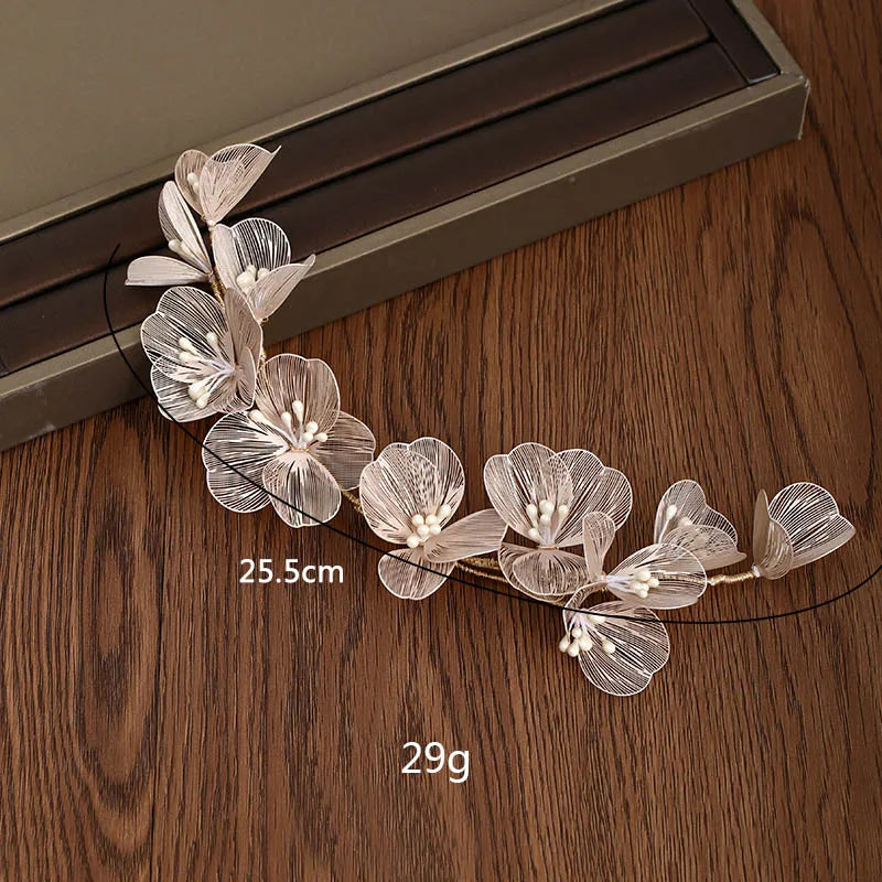 Flower Hairband Bridal Hair Jewelry Pearl Crystal Headband Birthday Party Tiara Wedding Hair Accessories For Women Crown