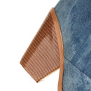 Denim Western Women Knee High Boots Wedges High Heel Cowboy Boots Slip On Autumn Winter Woman Shoes