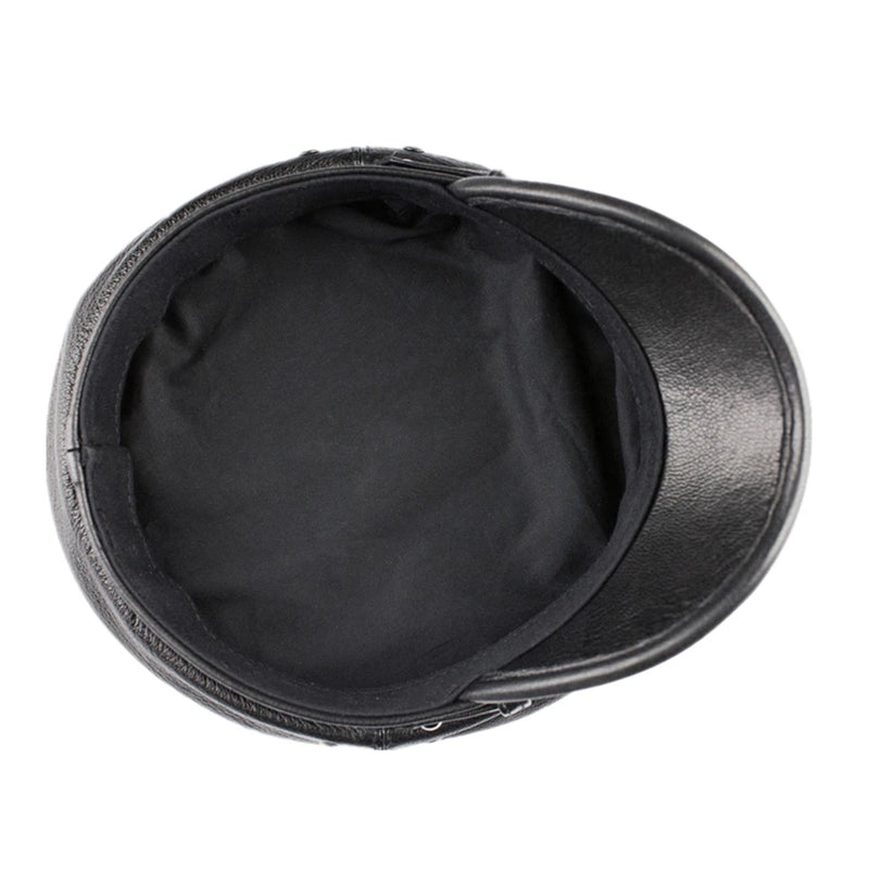 Newsboy Cap Women Genuine Leather Baker Boy Hat Real Ladies Beret Black Flat Cap