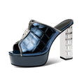Women Ladies Leather Platform Sandals Square Toes Thick Heels Summer Shoes