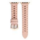 Rose gold watch strap with studded design on a white background, Obroi