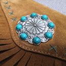 Female Genuine Leather Bohemian Handbag Natural Fringes Tribal Boho Chic Messenger Bag