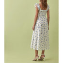 Floral Dresses For Women Elegant Ruffle Edge Square Neck Vacation Midi Dress Sleeveless Smocked Summer Dress Beach Sundress