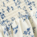 Floral Dresses For Women Elegant Ruffle Edge Square Neck Vacation Midi Dress Sleeveless Smocked Summer Dress Beach Sundress