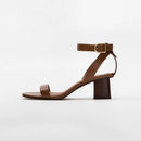 Summer Gladiator Sandals Buckle Roman Square Heel High Heels Sandals French Girl Genuine Leather